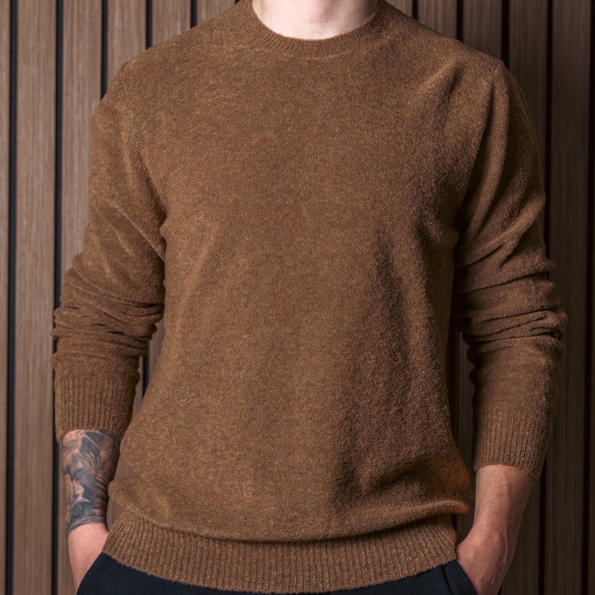 Light Bronze Virgin Wool Crew Neck Jumper