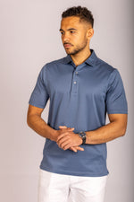 Steel blue performance polo – Featherstone London men’s polo shirts