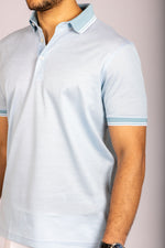 Featherstone London light blue short sleeve polo shirt - detail