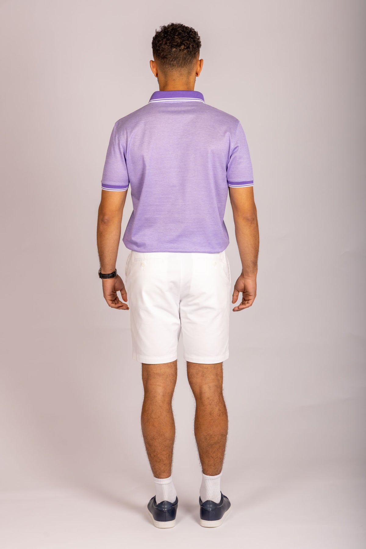 Featherstone London lilac short sleeve polo shirt - back
