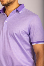 Featherstone London lilac short sleeve polo shirt - detail