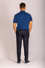 Navy blue knit polo – Featherstone London men’s polo shirts - Back View