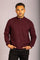 Burgundy Super Geelong Wool Funnel Neck Zip Up Cardigan