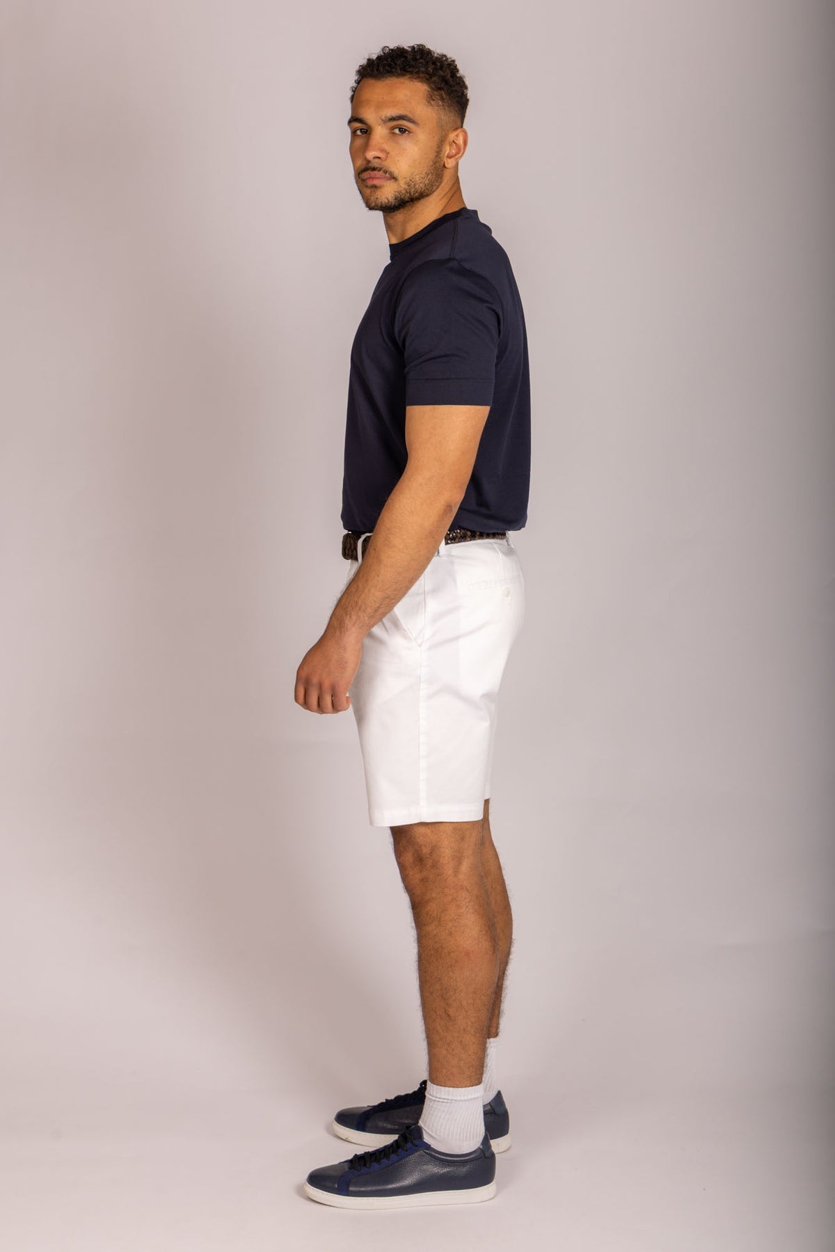 Featherstone London navy crew neck T-shirt - side view