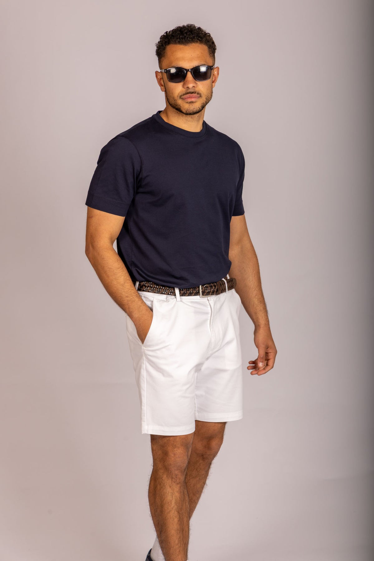 Featherstone London navy crew neck T-shirt - styled