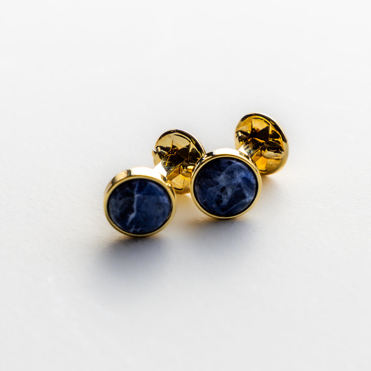 Blue Sodalite & Gold Plated Cufflinks