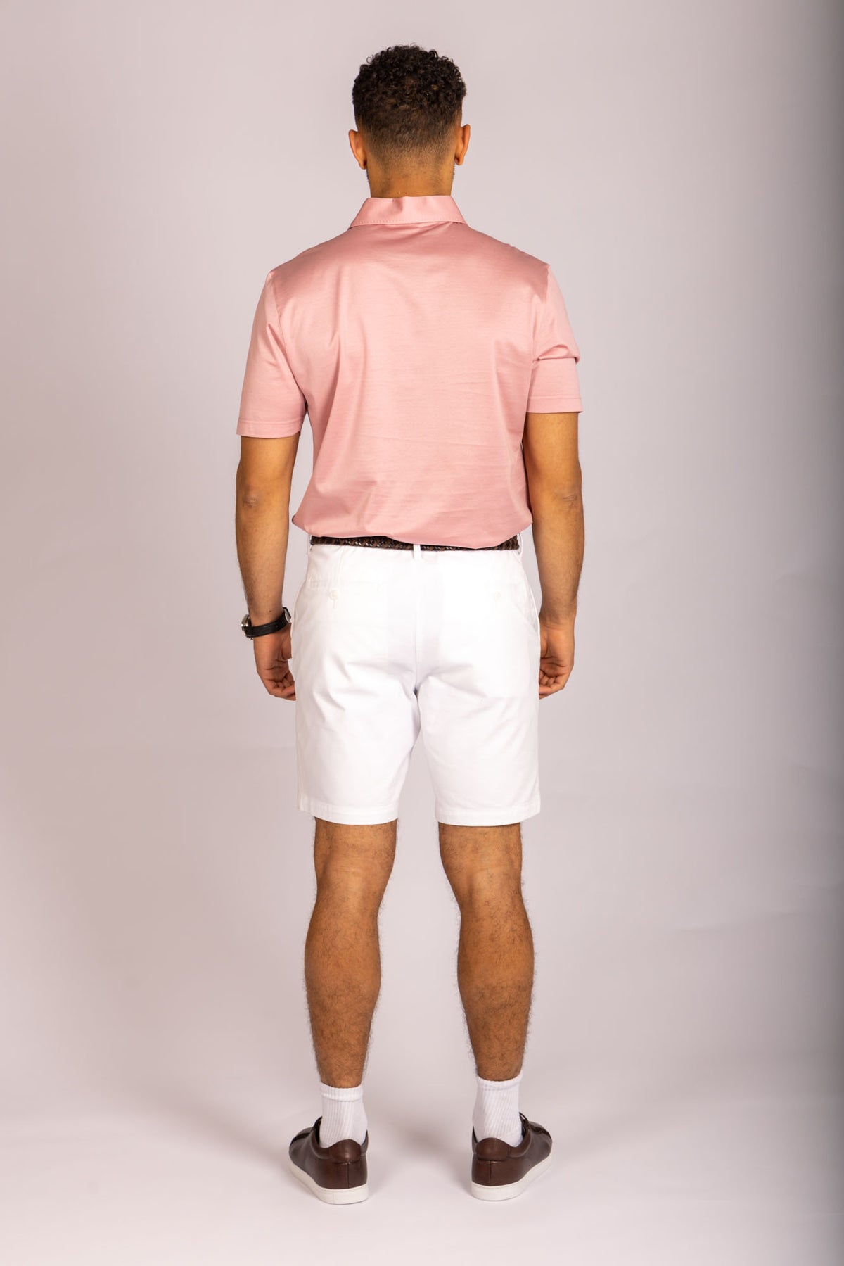 Light pink performance polo – Featherstone London men’s polo shirts - Back View