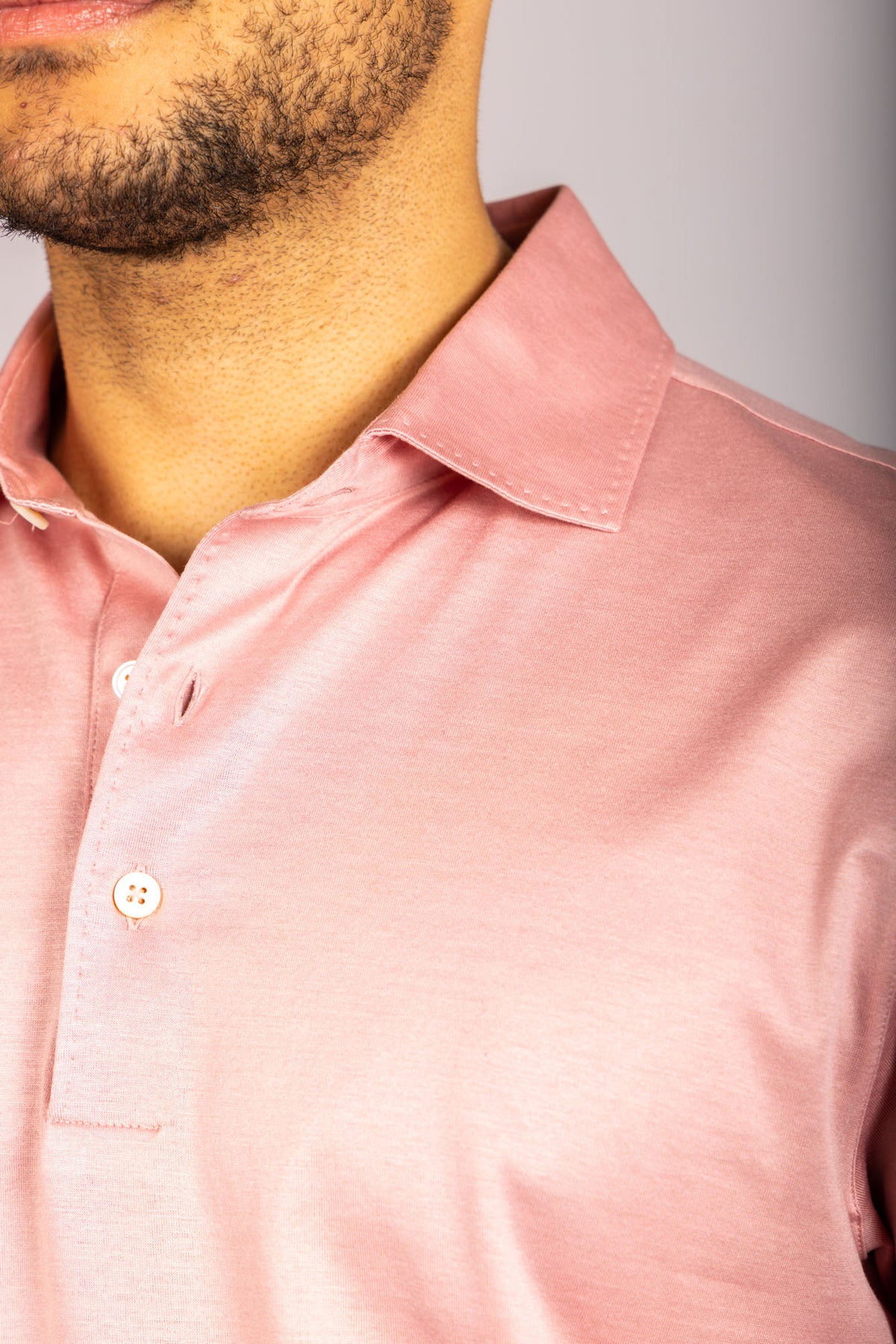 Light pink performance polo – Featherstone London men’s polo shirtsCollar Stitching
