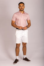 Light pink tipped performance polo – Featherstone London men’s polo shirts - Full Body