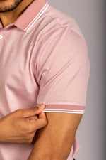 Light pink tipped performance polo – Featherstone London men’s polo shirts - Sleeve detail