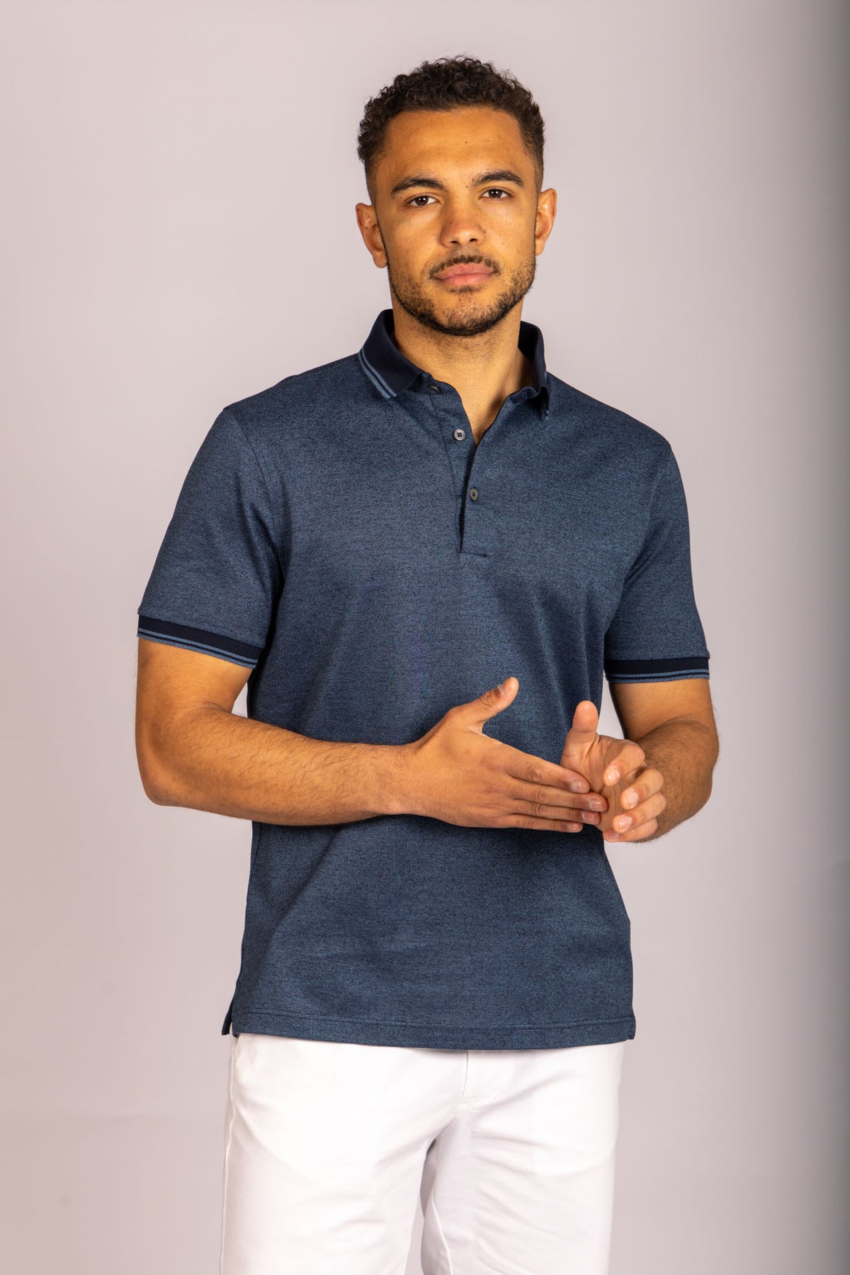 Featherstone London navy short sleeve polo shirt