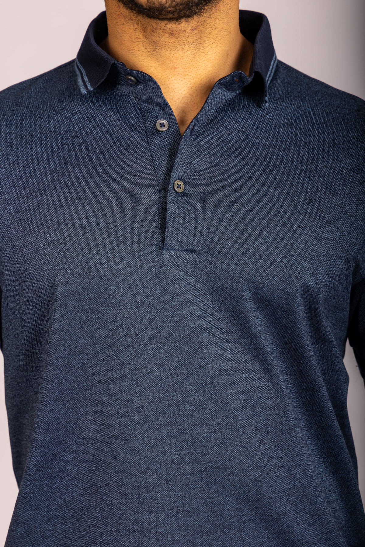 Featherstone London navy short sleeve polo shirt - detail