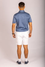 Steel blue performance polo – Featherstone London men’s polo shirts - Back View