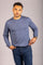 Mid Blue Merino Wool Crew Neck Jumper with Contrast Trim