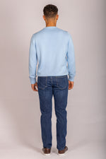 Light blue crew neck jumper – Featherstone London men’s knitwear - Back View