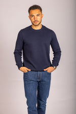 Navy crew neck jumper – Featherstone London men’s knitwear
