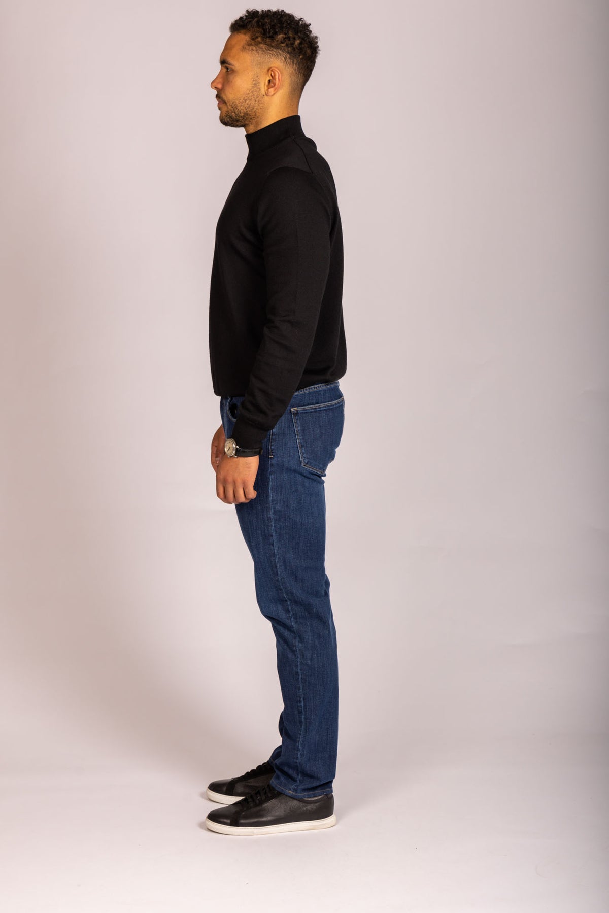 Black Merino Wool Turtle Neck Jumper