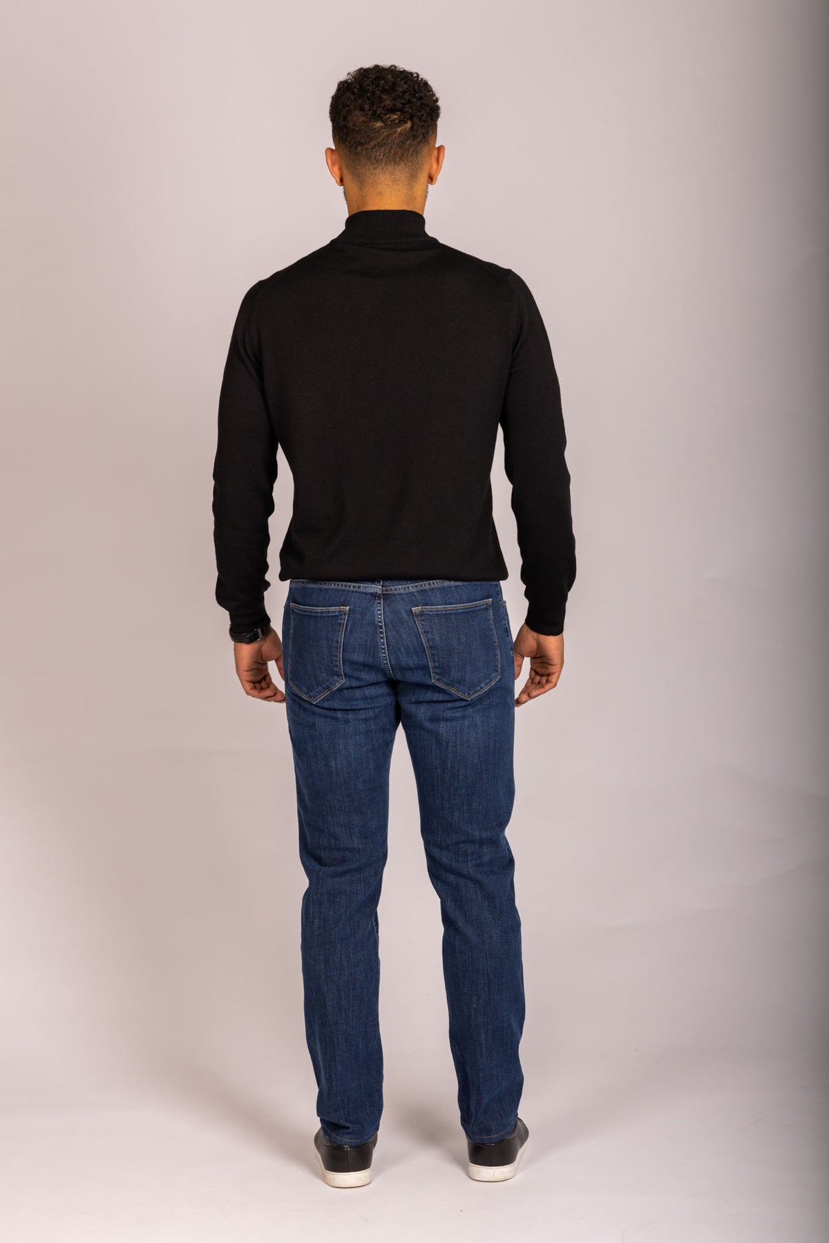 Black Merino Wool Turtle Neck Jumper