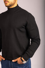 Black Merino Wool Turtle Neck Jumper