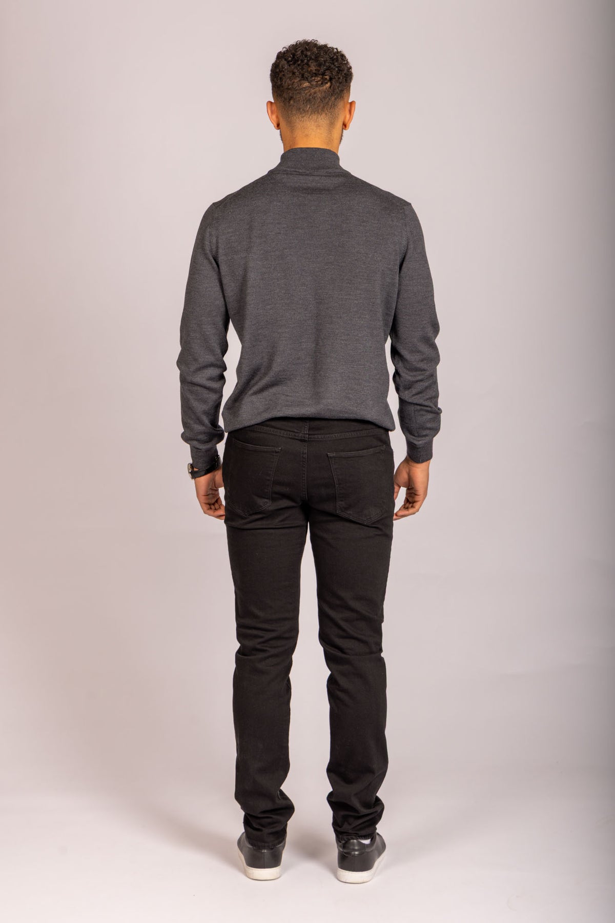 Mid Grey Merino Wool Turtle Neck Jumper