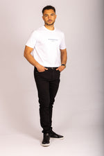 Men’s white short sleeve logo T-shirt – Featherstone London crew neck - Full Body
