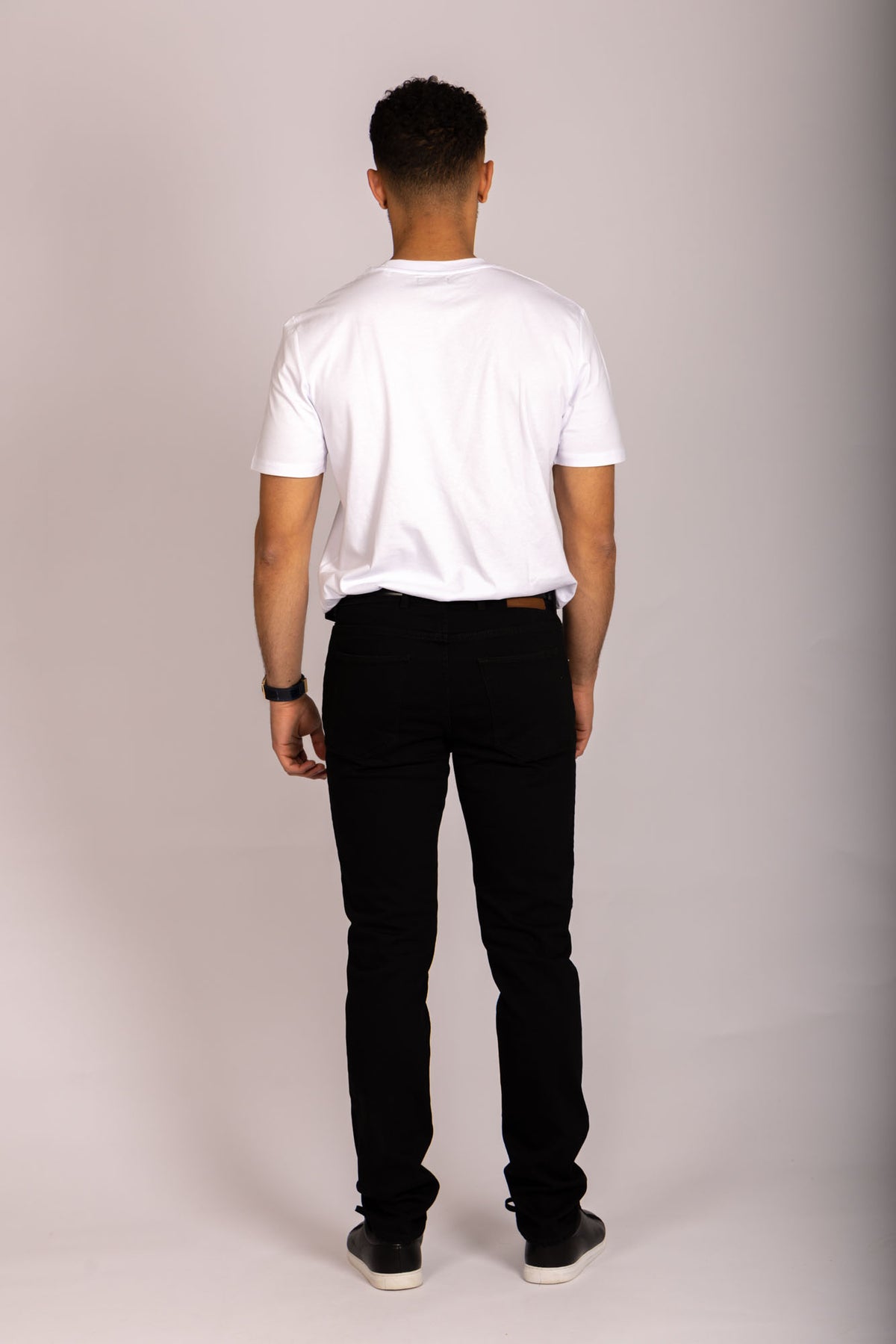 Men’s white logo T-shirt – crew neck short sleeve by Featherstone London - Back View