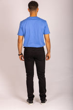 Men’s cobalt blue logo T-shirt – short sleeve crew neck by Featherstone London - Back View