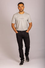 Men’s light grey logo T-shirt – short sleeve crew neck by Featherstone London - Full Body