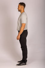 Men’s light grey logo T-shirt – short sleeve crew neck by Featherstone London - Side view