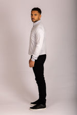 Grey Merino Wool Funnel Neck Cardigan