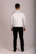 Grey Merino Wool Funnel Neck Cardigan