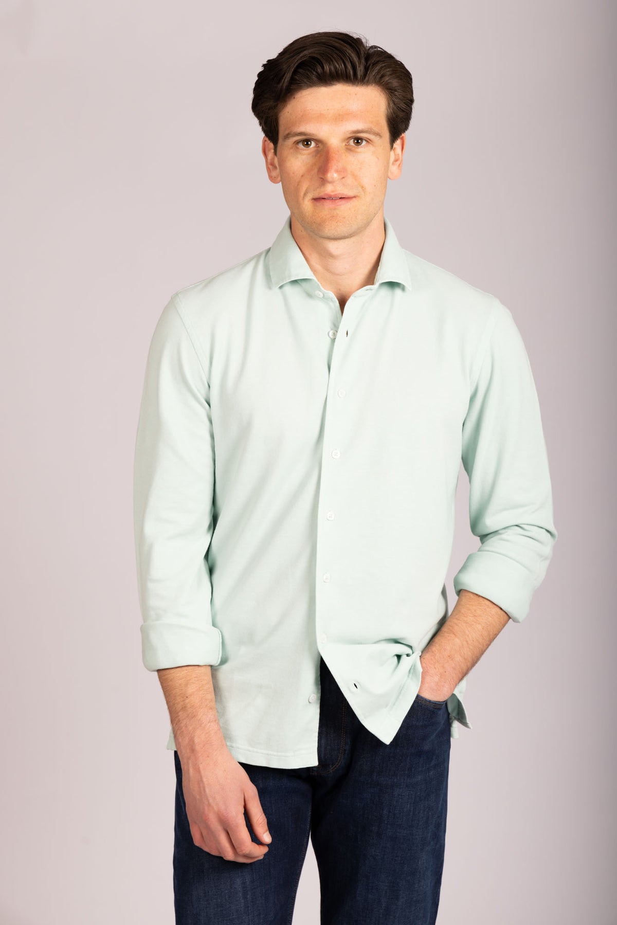 Mint Green Jersey Shirt - Featherstone London men's shirting