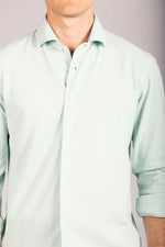 Mint Green Jersey Shirt - Featherstone London men's shirting - Close Up