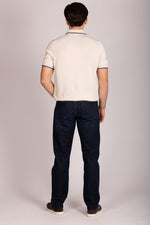 Off white tipped knit polo – Featherstone London men’s polo shirts - Back View