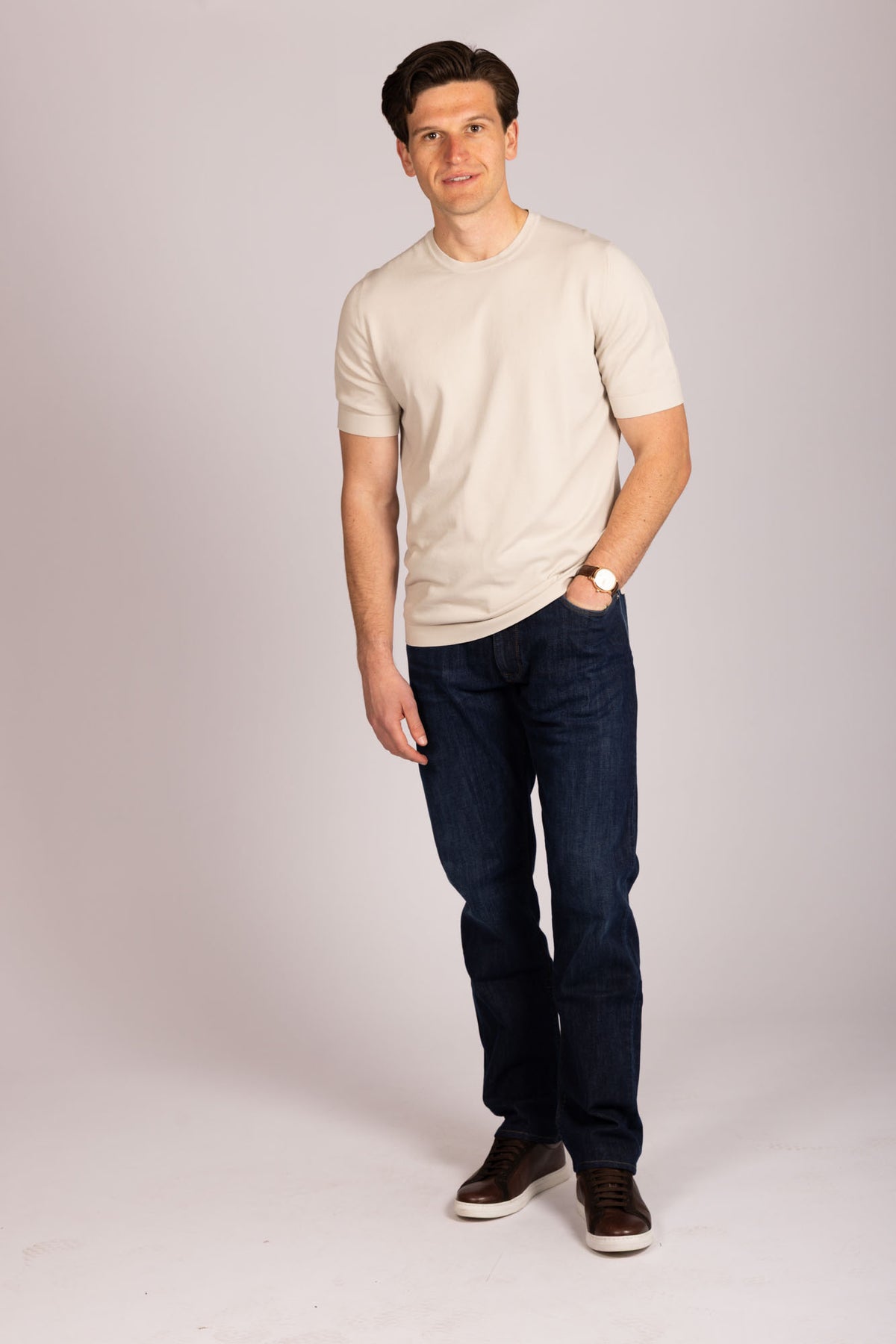 Stone crew neck t-shirt – Featherstone London men’s t-shirts -Full Body