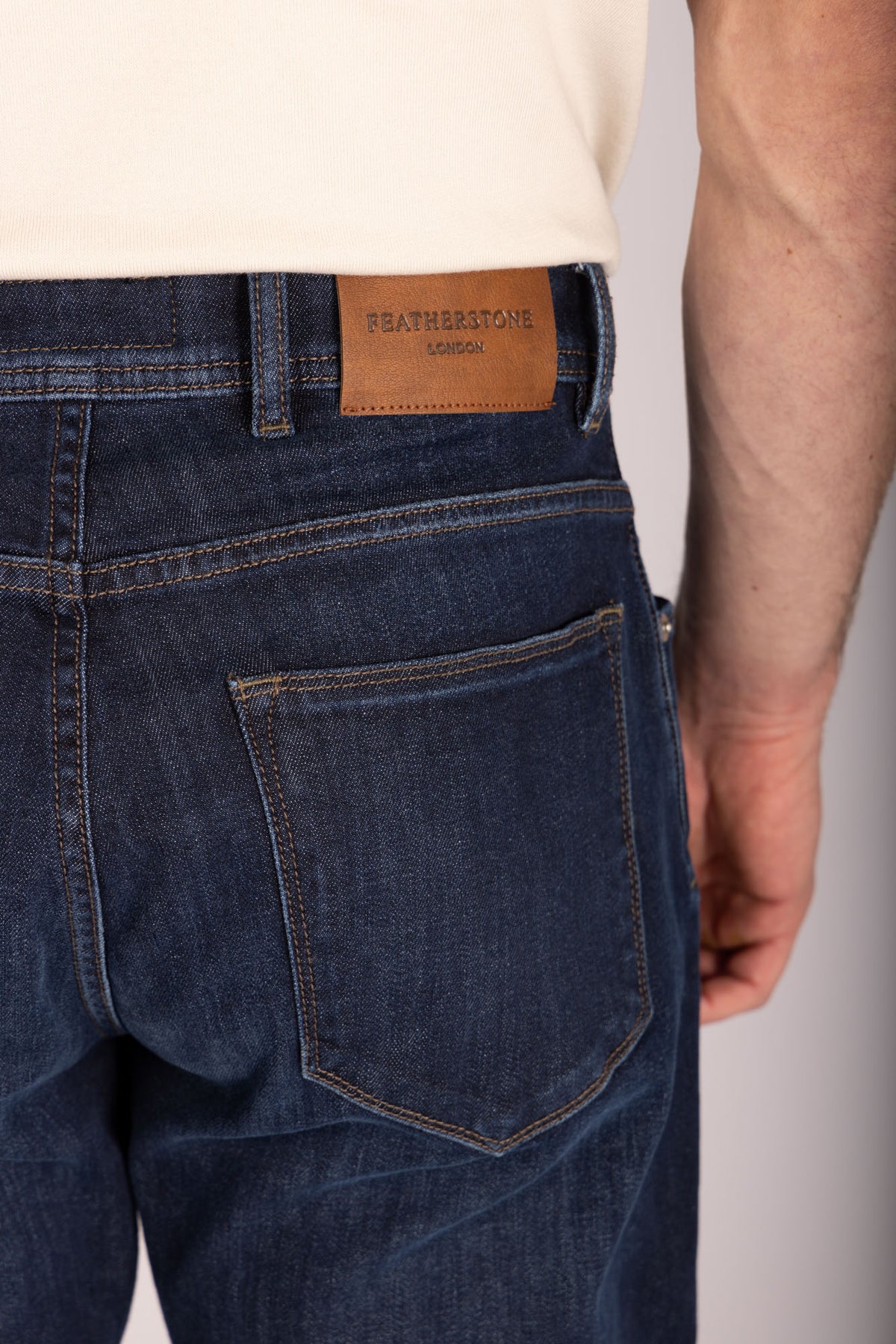 Dark blue jeans – Featherstone London - Detail Branding