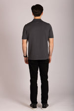 Charcoal zip knit polo – Featherstone London men’s polo shirts - Back View