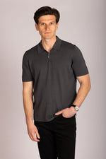 Charcoal zip knit polo – Featherstone London men’s polo shirts