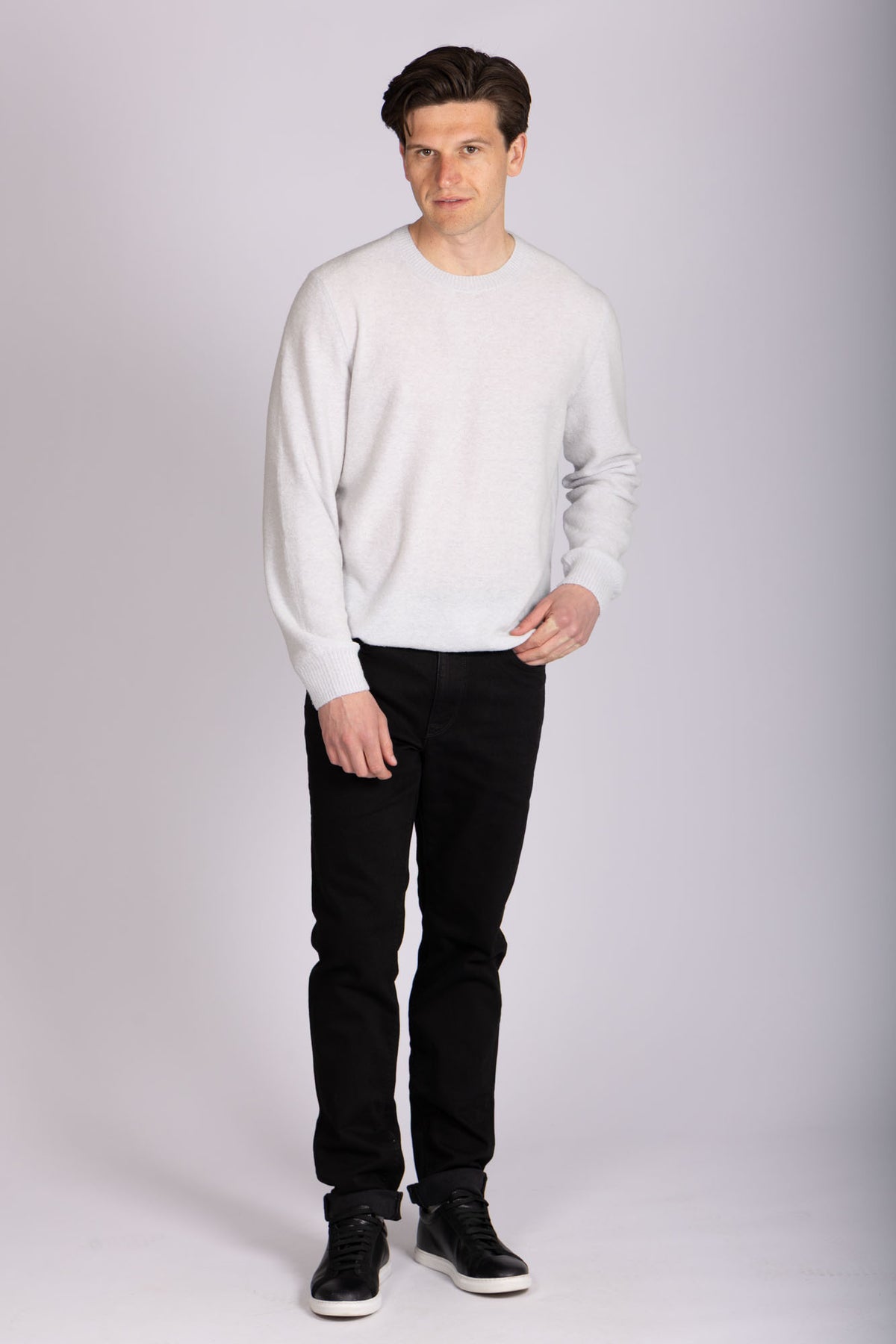 Light Grey Virgin Wool Crew Neck Jumper