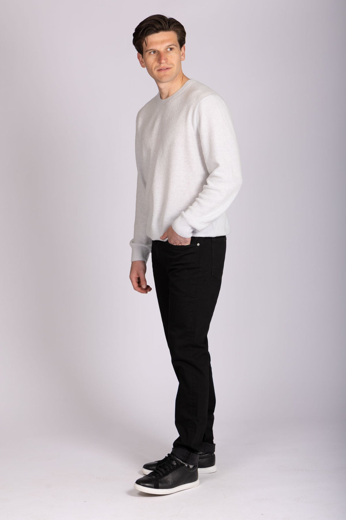 Light Grey Virgin Wool Crew Neck Jumper