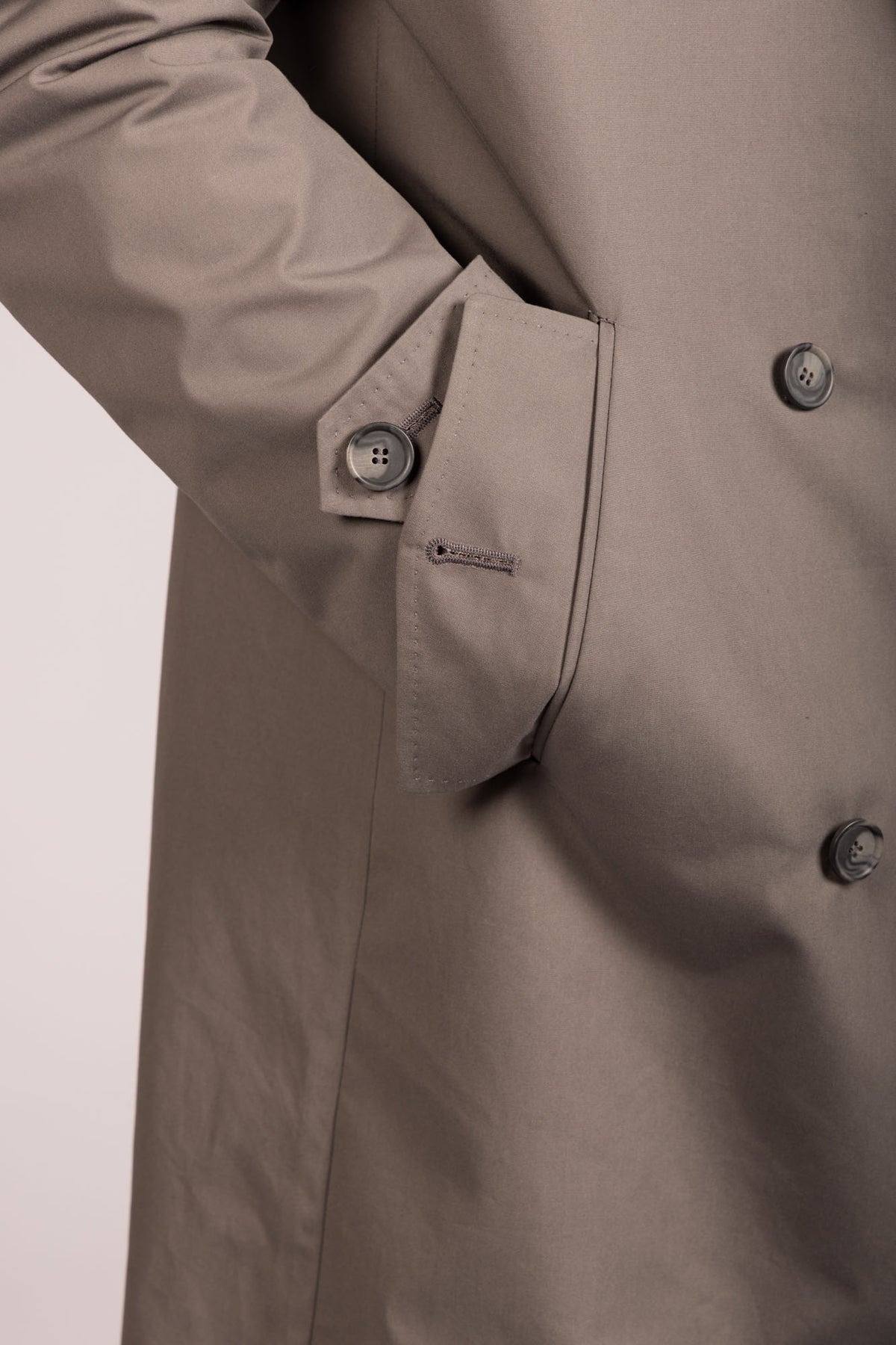 Featherstone London taupe double-breasted trench coat - pocket