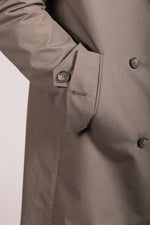 Featherstone London taupe double-breasted trench coat - pocket