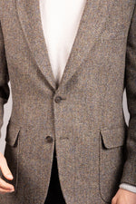Featherstone London brown Harris Tweed herringbone blazer - button
