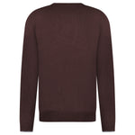 Brown Super Geelong Wool Crew Neck Jumper with Grey Trim