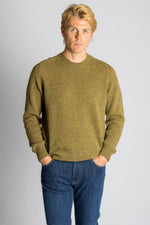 Front view of Featherstone London moss marl wool crew neck jumper