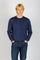 Navy Wool Crew Neck Jumper with Embroidered Logo
