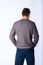 Taupe Textured Knit Crew Neck Jumper