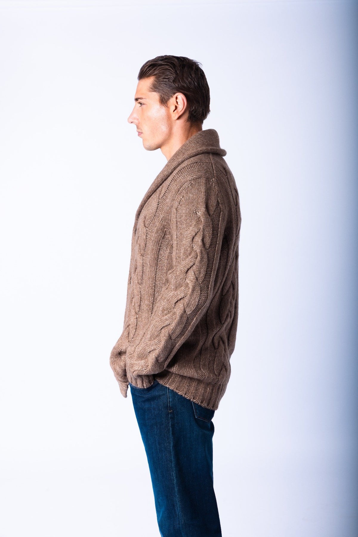 Hazel Cable Knit Shawl Cardigan