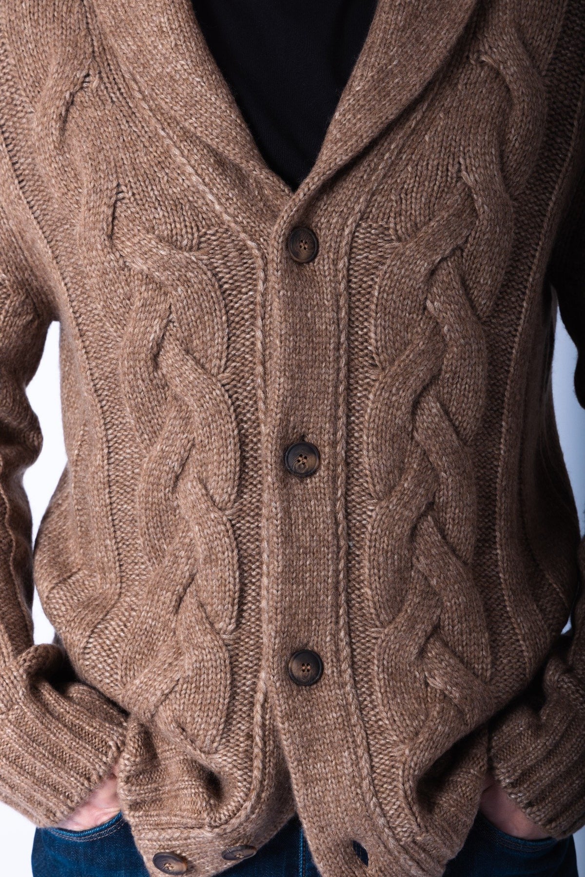Hazel Cable Knit Shawl Cardigan