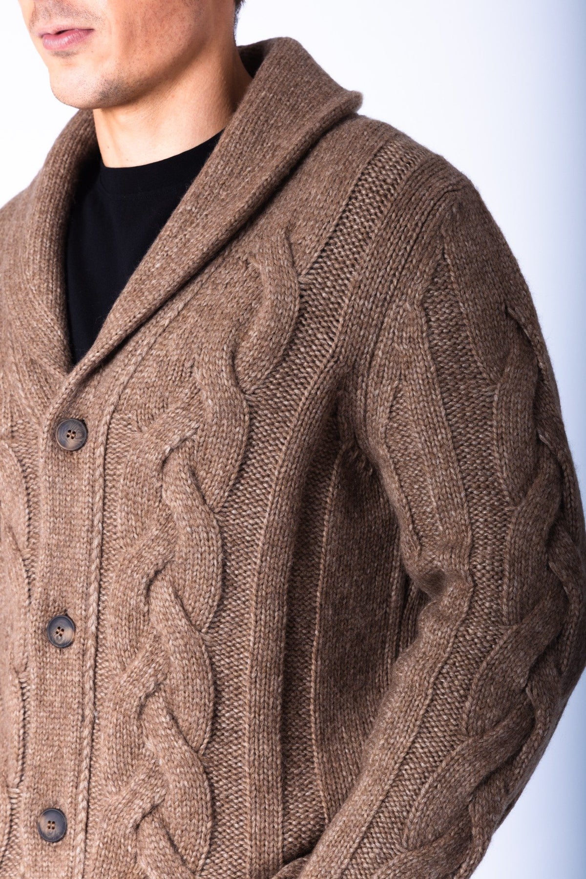 Hazel Cable Knit Shawl Cardigan